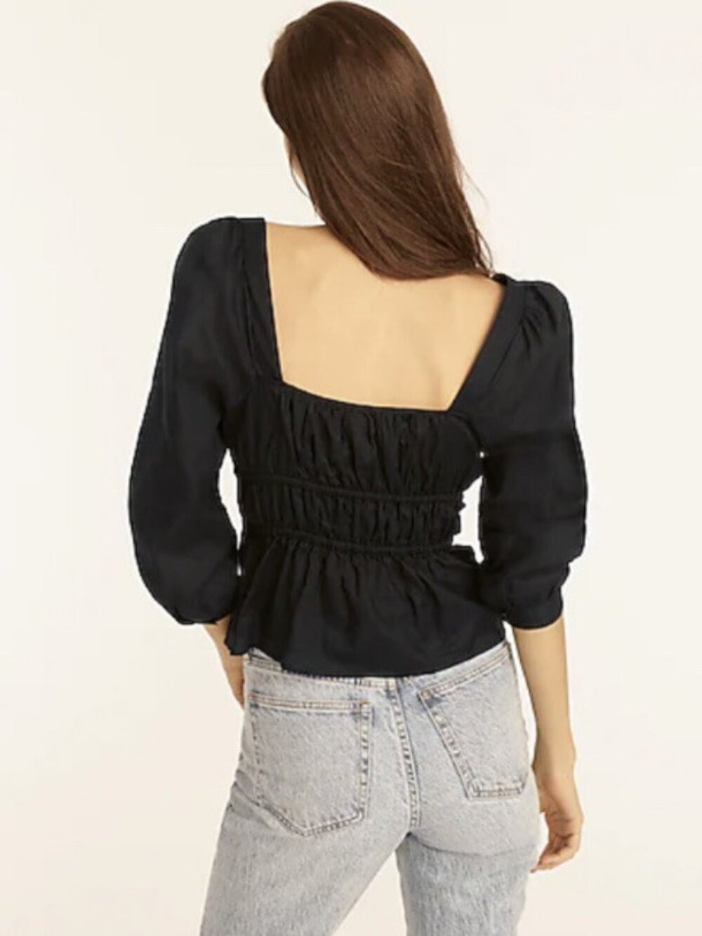 J Crew Cinched Waist Top in Herringbone Cotton - Size 6 - Picture 3 of 7